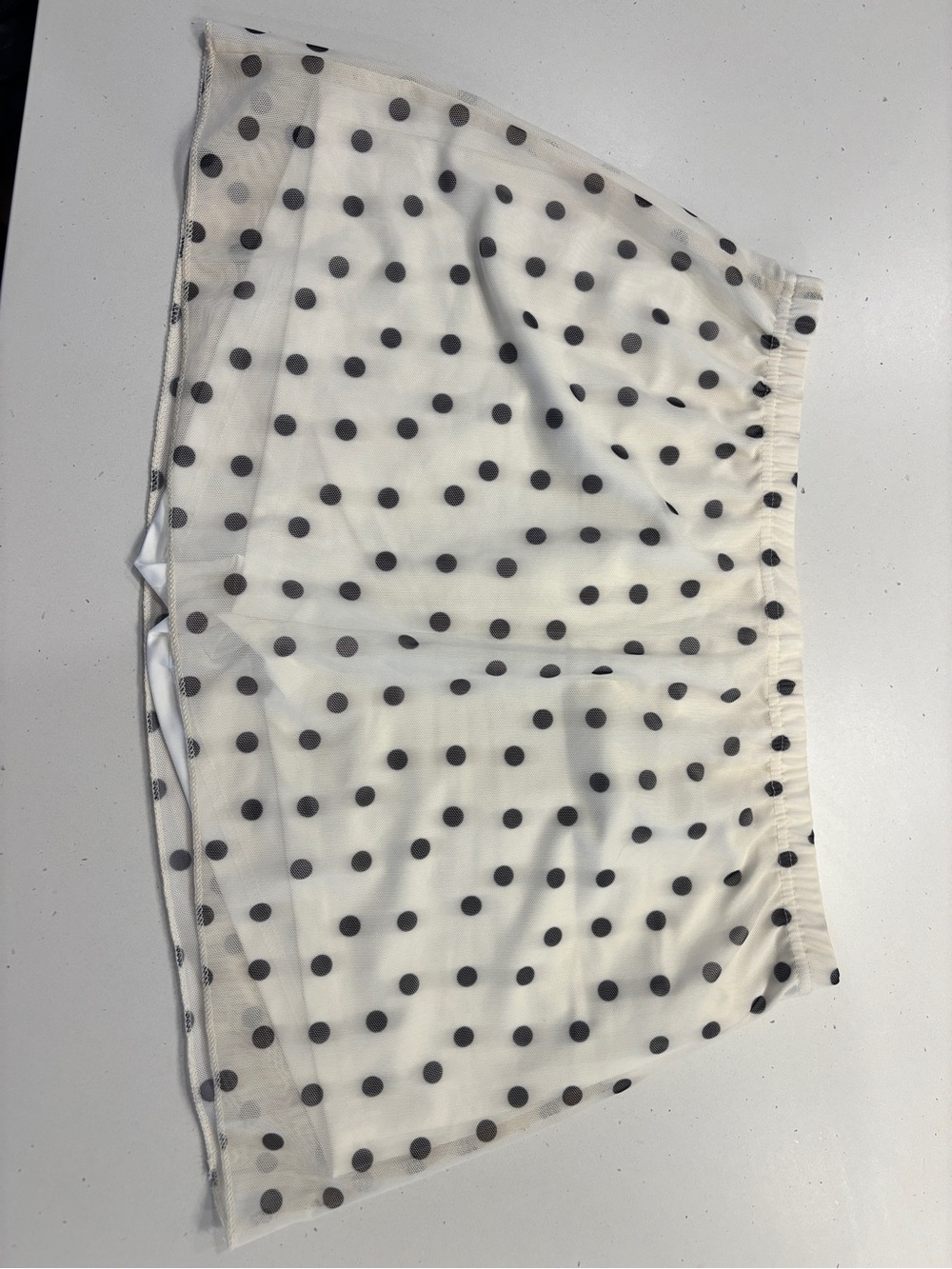 Amazon Essentials White Mini Skirt with Black Polka Dots
